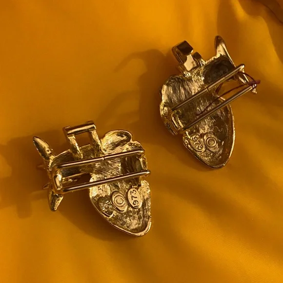 MIMI 1973 Di Nvintage TWO JOINING Gold Deer Belt Buckle UNISEX display picture 1